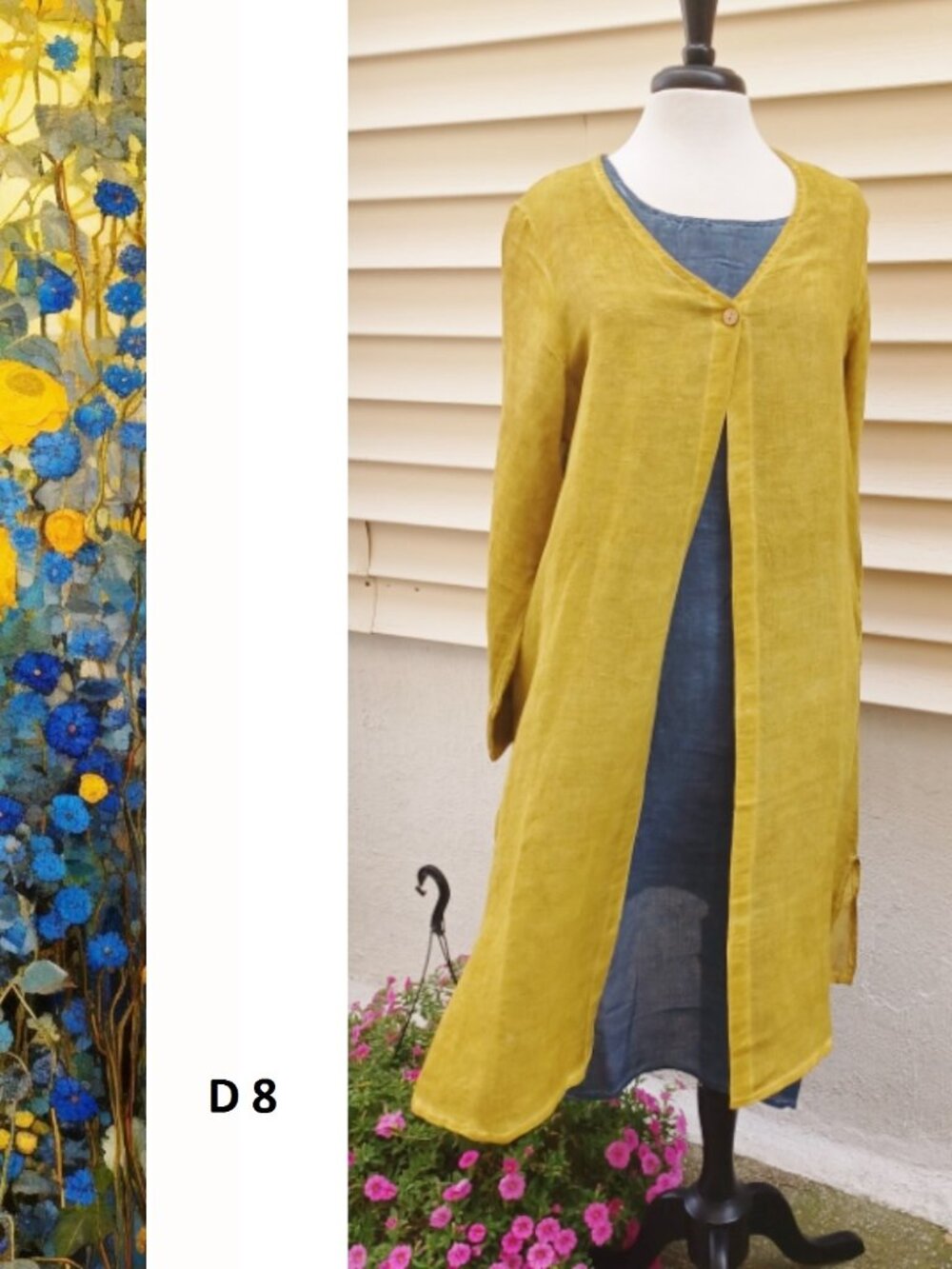 Natural and literary style 100% basket-weave linen oversize linen coat 3 colors